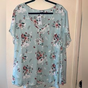 Mint floral blouse